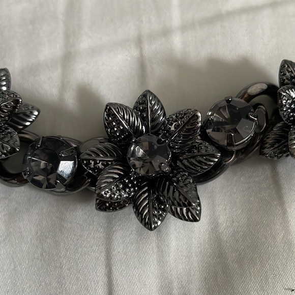 Vintage Chunky Floral Rhinestone Chain Necklace / Chocker - Picture 2 of 3